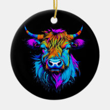 Cyberpunk Colorful Ai Highland Kuh Weihnachten