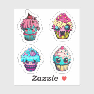 Cyberpunk-Cupcakes-Aufkleberpackung 3 Aufkleber