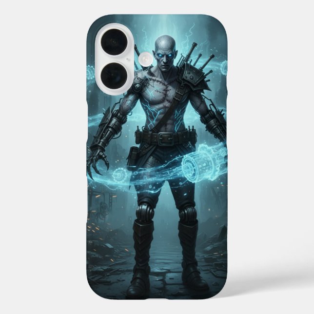 Cyberpunk Cyborg Core iPhone 16 Hülle (Rückseite)