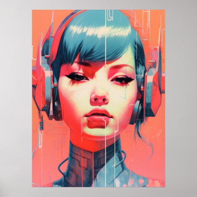 Cyberpunk Cyborg Girl Poster (Vorne)