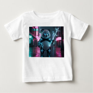 Cyberpunk-Cyborg-Panda im futuristischen Neo-Tokyo Baby T-shirt