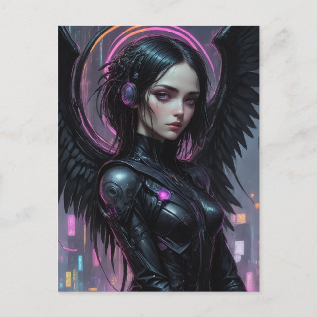 Cyberpunk Dark Angel Fantasy Postkarte (Vorderseite)