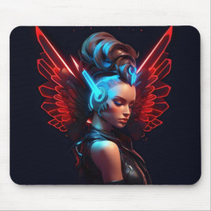 Cyberpunk-Engelsmädchen Mousepad
