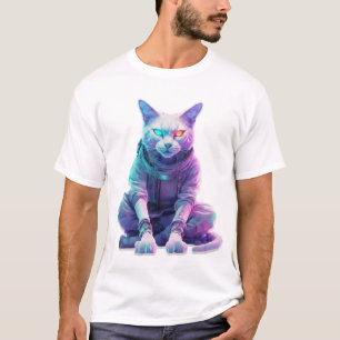 Cyberpunk Feline mit Neon Eyes T-Shirt