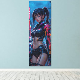 Cyberpunk Femme Fatale: Futuristische KI Android i Leinwanddruck
