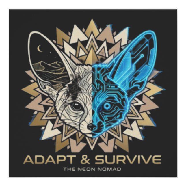 Cyberpunk Fennec Fox Geometric Poster (Vorderseite)