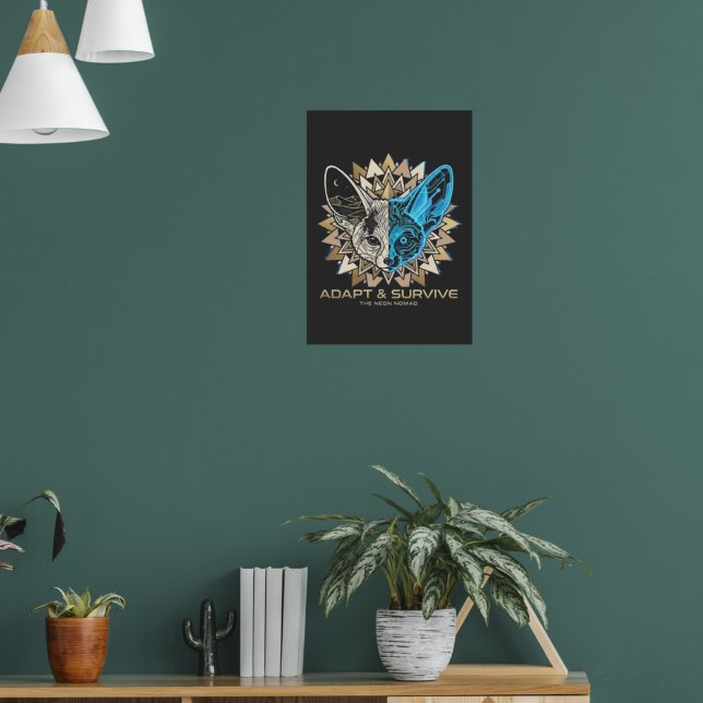 Cyberpunk Fennec Fox Geometric Poster (Wohnzimmer 1)