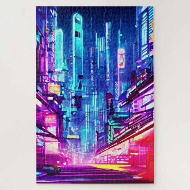 Cyberpunk Futuristic Neon City (Vertikal)