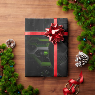 Cyberpunk-Gamer-PC-Schaltkreis-Verpackung Geschenkpapier