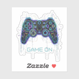 Cyberpunk Gaming Controller - Neon Game On Tech Aufkleber