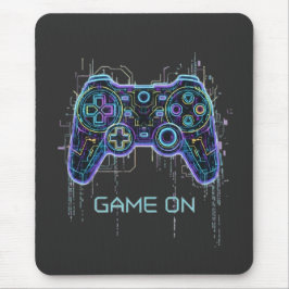 Cyberpunk Gaming Controller - Neon Game On Tech Mousepad