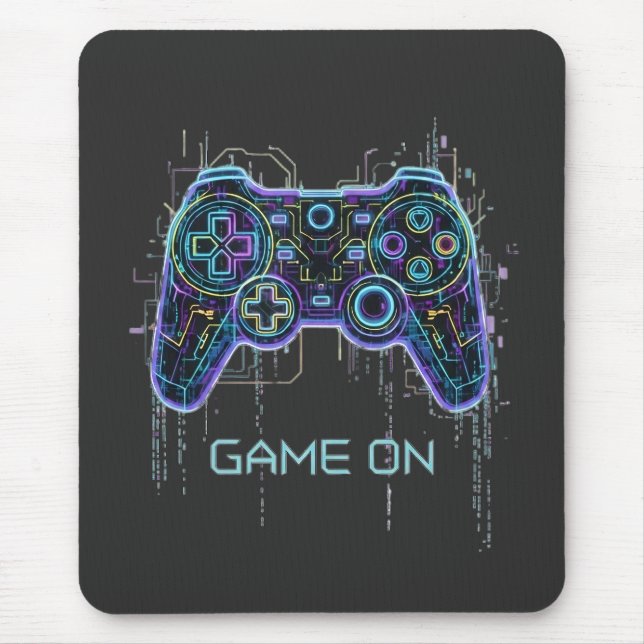  ​Cyberpunk Gaming Controller - Neon Game On Tech  Mousepad (Vorne)