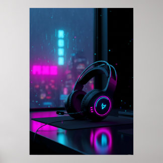 Cyberpunk Gaming-Headset Poster