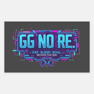 Cyberpunk GG NO RE Gaming-Ästhetik - Neon-Gamer Rechteckiger Aufkleber