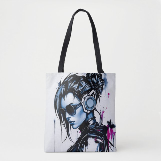 Cyberpunk Girl avec Sac fourre-tout casque (Devant)