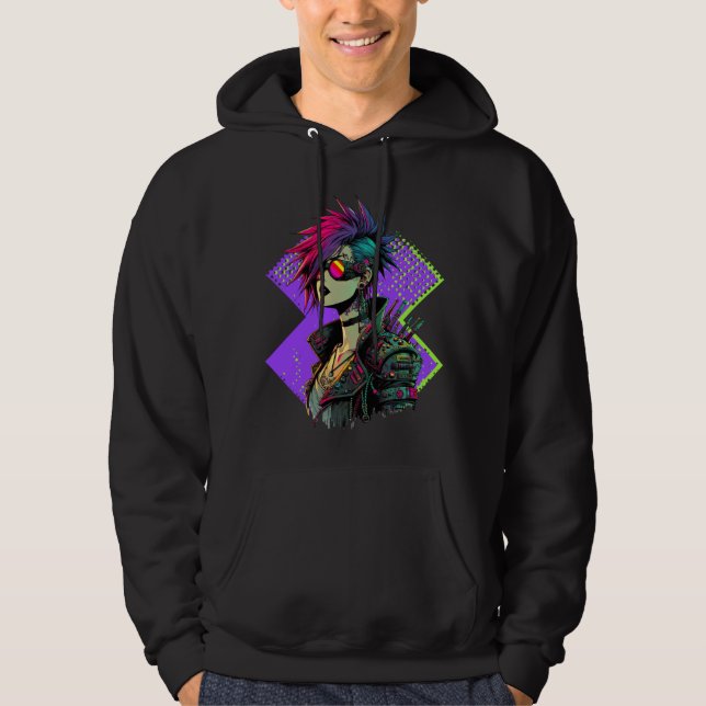 Cyberpunk Girl Hoodie (Vorderseite)