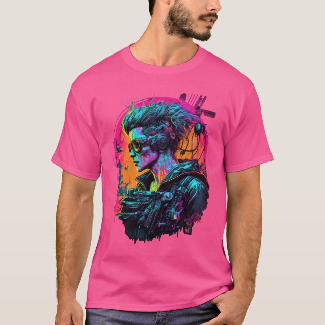 Cyberpunk-Girl-T - Shirt (Vorderseite)