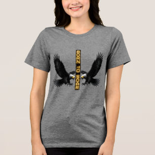 Cyberpunk Glitch Adler Damen T-Shirt Tri-Blend Shirt