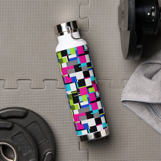 Cyberpunk Glitch Aesthetic Water Bottle Trinkflasche (Fitnessstudio (gedreht))