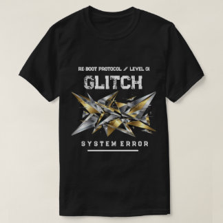 Cyberpunk-Glitch-Art Metallisch Gold & Chrom Herre T-Shirt
