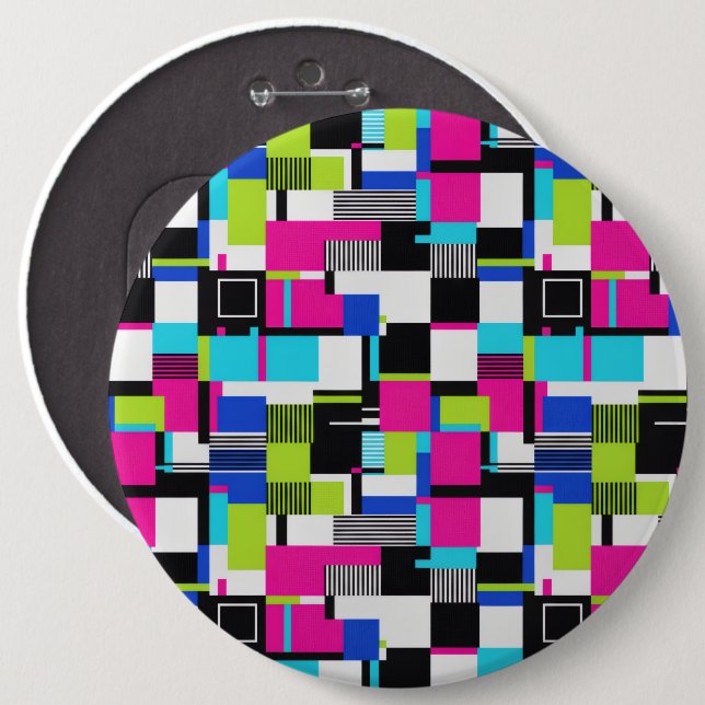 Cyberpunk-Glitch-Art-Neon-Emaille-Pin Button (Vorne & Hinten)