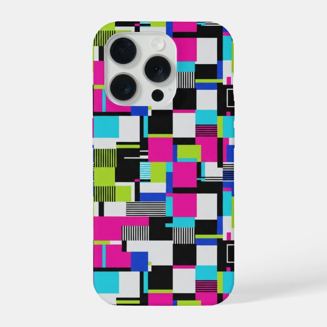Cyberpunk-Glitch-Geometrisches-iPhone-Case iPhone 15 Pro Hülle (Rückseite)