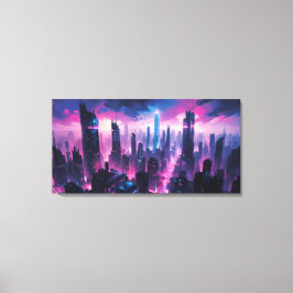 Cyberpunk-Glow-Abstrakte Stadtlandschaft Leinwanddruck