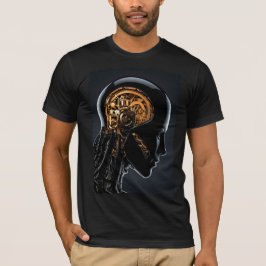 Cyberpunk Gold Mechanischer Roboter KI T-Shirt