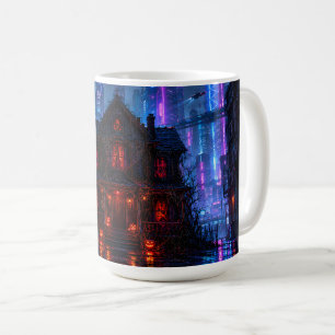Cyberpunk-Halloween-Becher / Tasse Spukhaus Neon