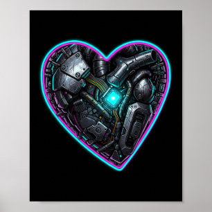 Cyberpunk Herz Valentinstag Puls Poster