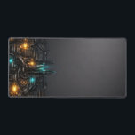 Cyberpunk Industrial Scavenger Tech Desk Mat Schreibtischunterlage<br><div class="desc">This Cyberpunk Industrial Scavenger Tech Desk Mat features a detailed left-anchor design of futuristic circuitry and mechanical components. Perfect for gaming setups, tech workstations, or as an industrial office gift. This ultra-wide desk pad offers a clean, high-performance surface for your mouse while keeping the intricate scavenger aesthetic visible around your...</div>