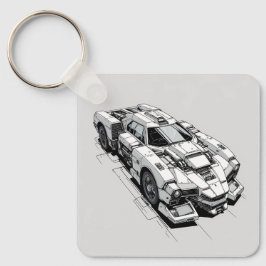 Cyberpunk Ink Car Illustration Schlüsselanhänger