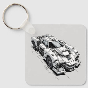 Cyberpunk Ink Car Illustration Schlüsselanhänger