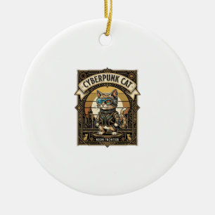 Cyberpunk-Katze Katze Cyberpunk Vintage Keramik Ornament