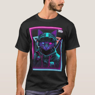 Cyberpunk-Katze Kitty Punker Futuristisch Cyber Pu T-Shirt