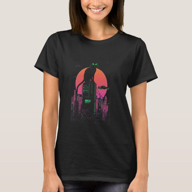 Cyberpunk-Katze T-Shirt (Vorderseite)
