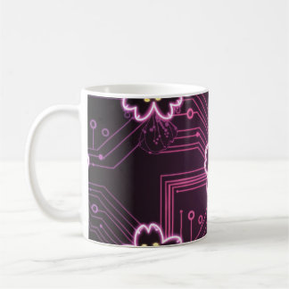 Cyberpunk-Kirschblüte mit Neon-Effekt Kaffeetasse