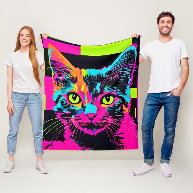 Cyberpunk Kitty Art Fleecedecke (Beispiel)