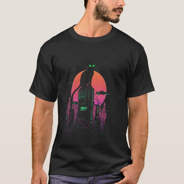 Cyberpunk-Kitty-Katze T-Shirt (Vorderseite)