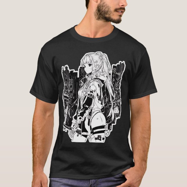 Cyberpunk-Mädchen-Stil T-Shirt (Vorderseite)