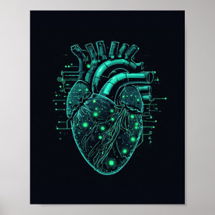 Cyberpunk-Mecha-Herz-Tech-Plakat Poster