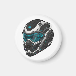 Cyberpunk-Mecha-Pilot-Sci-Fi-Gamer-Grafik-Hoodie Magnet