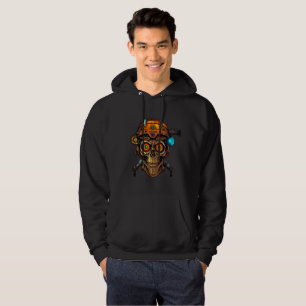 Cyberpunk-Mecha-Totenkopf - Unisex Schwarzer Kapuz Hoodie