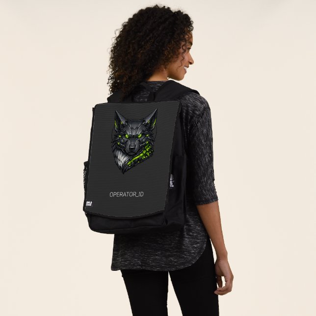 Cyberpunk Mecha Wolf Benutzer-ID Rucksack (Ausgewaschen)