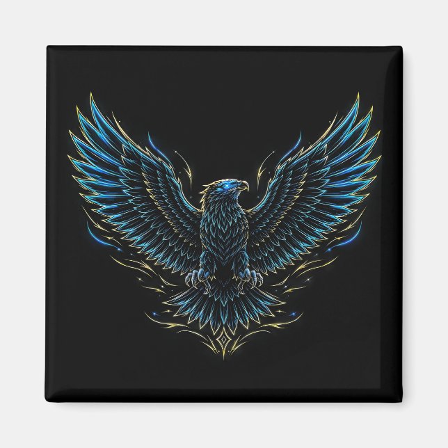 Cyberpunk-Neon-Adler-Magnet Magnet (Vorne)
