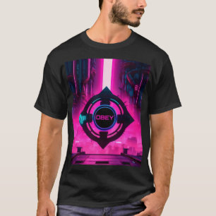 Cyberpunk Neon Gehorche Dystopische Sci-Fi Stadt T-Shirt