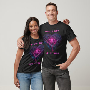 Cyberpunk-Neon-Herz-Stadt-Grafik-T-Shirt T-Shirt