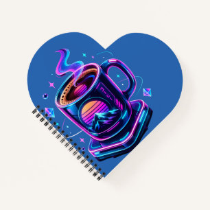 Cyberpunk-Neon-Kaffeetasse-Ästhetik-Hardcover-Noti Notizbuch