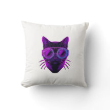 Cyberpunk-Neon-Katzen-Wurfkissen - Futuristisches