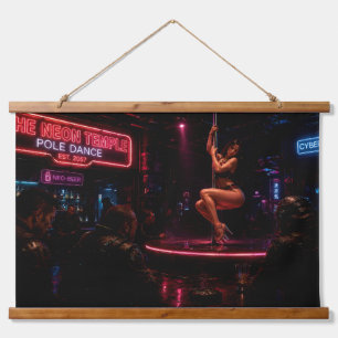 Cyberpunk-Neon-Nightclub-Tapete Wandteppich Mit Holzrahmen